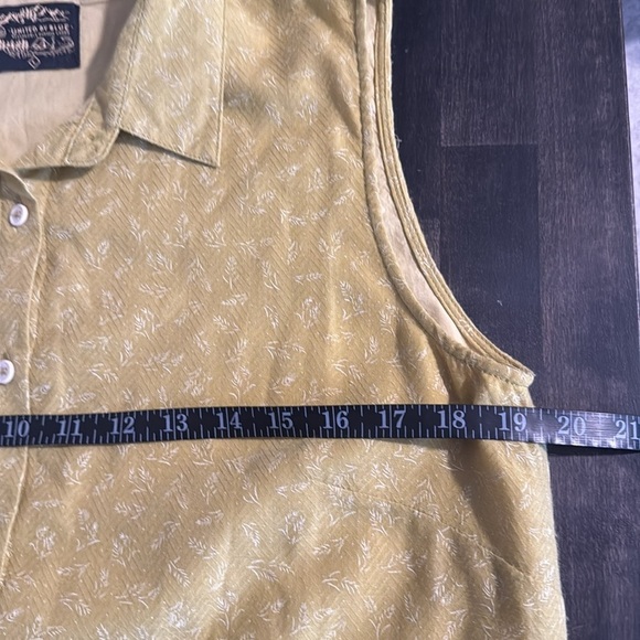 United by Blue Chartreuse Leaf Sprig Sleeveless Button Down Collared Dress Large - Picture 6 of 7